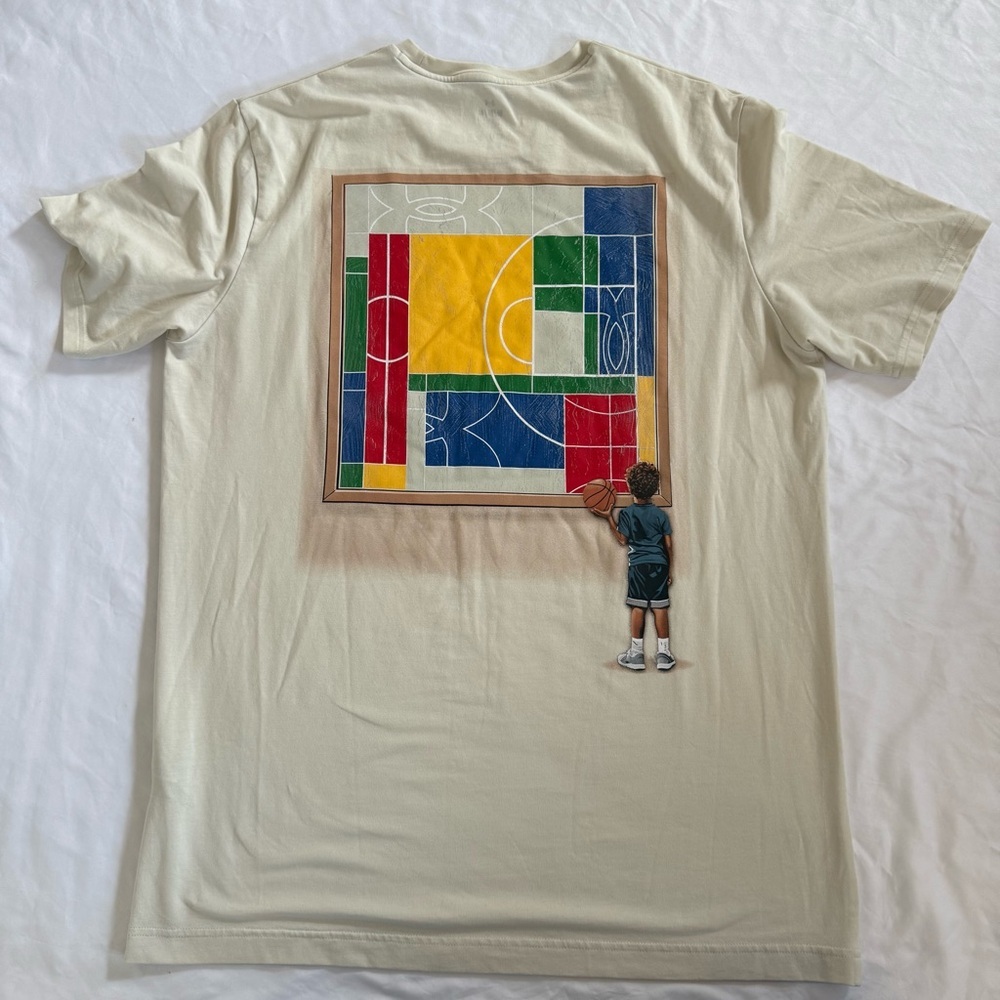 Under Armour Beige T-Shirt with Multicolor Logo Size M - Picture 6 of 6